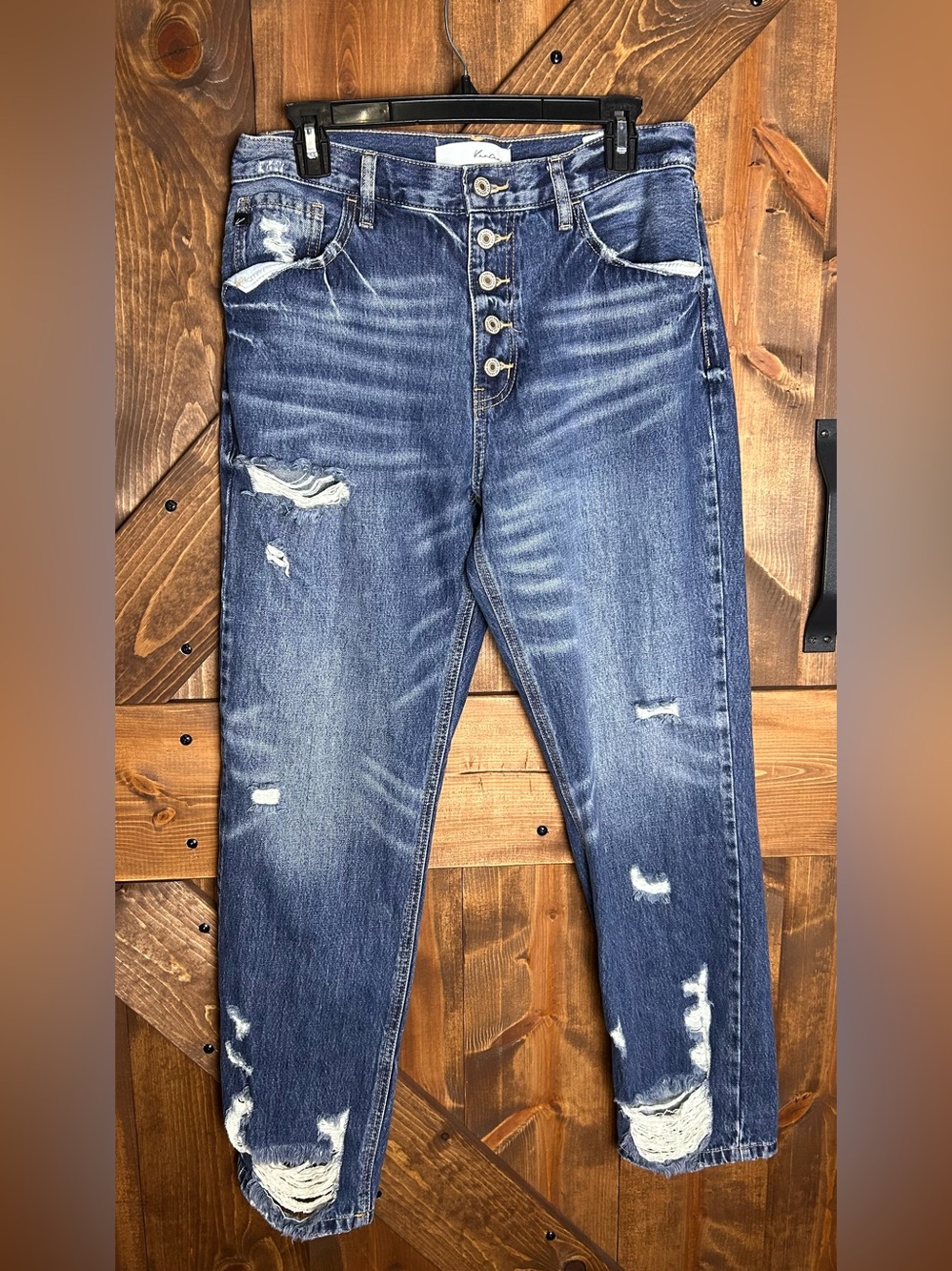 KanCan Medium Blue Distressed Slim Straight Jeans